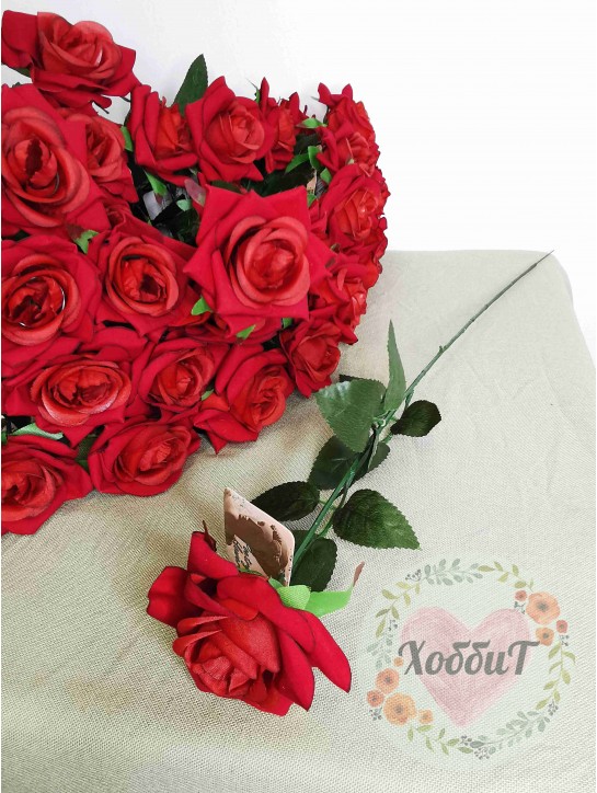 Цветок искусственный "Роза" 56см. d - 8,5см (красный), 1 штука